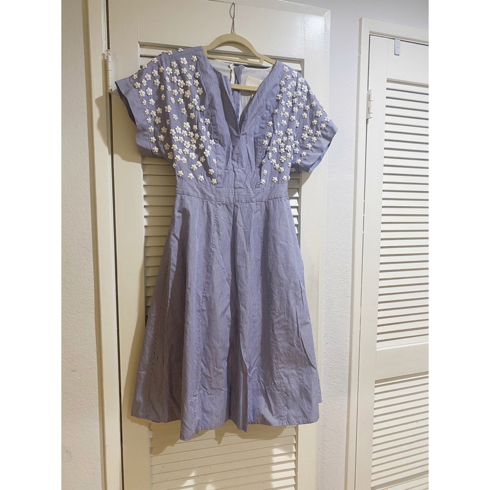 Super Rare J Crew Collection Striped Cap-Sleeve Sequin Flower Dress